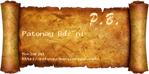Patonay Béni névjegykártya